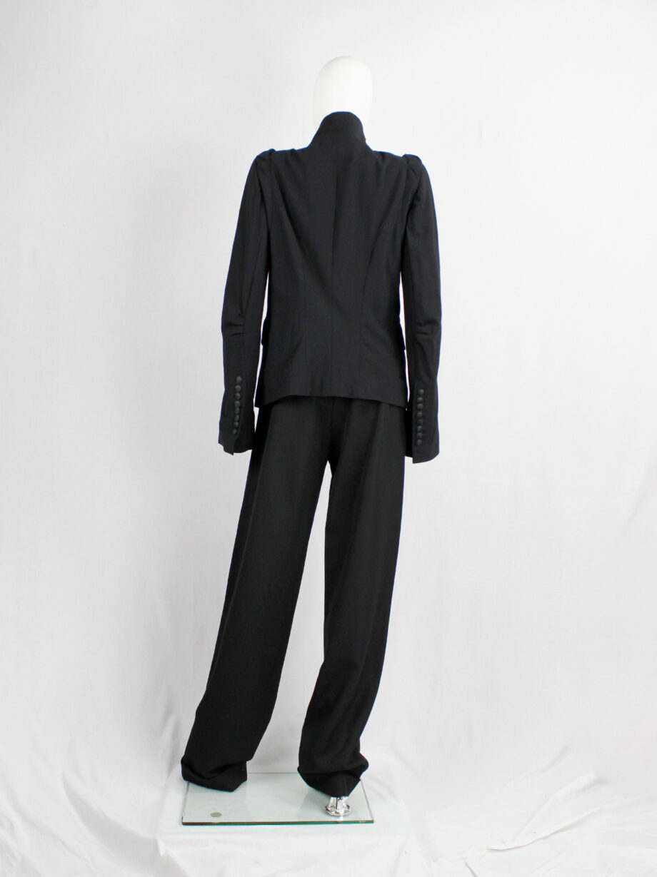 Ann Demeulemeester dark blue victorian blazer with front ruching and woven buttons (17)