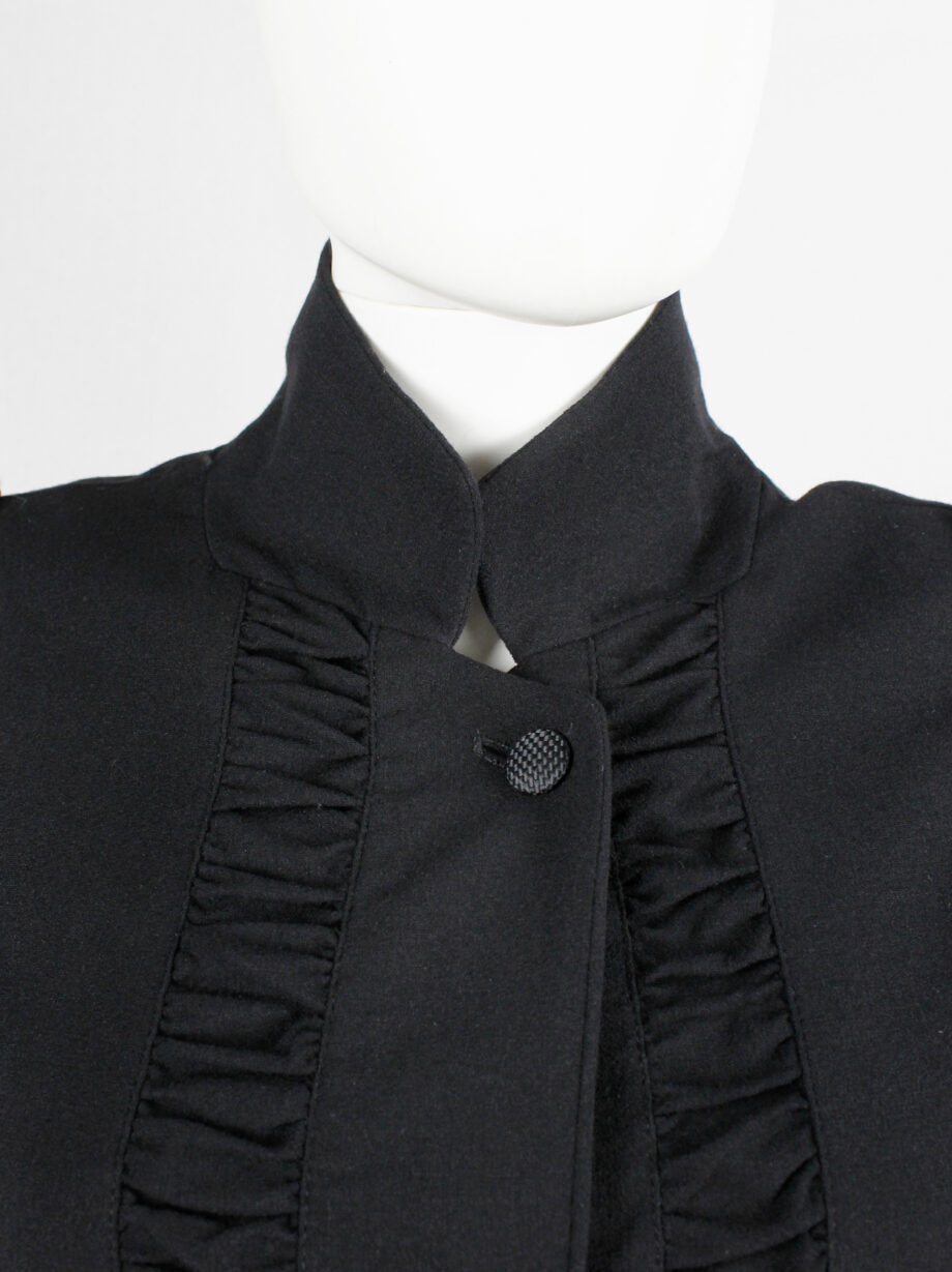 Ann Demeulemeester dark blue victorian blazer with front ruching and woven buttons (8)