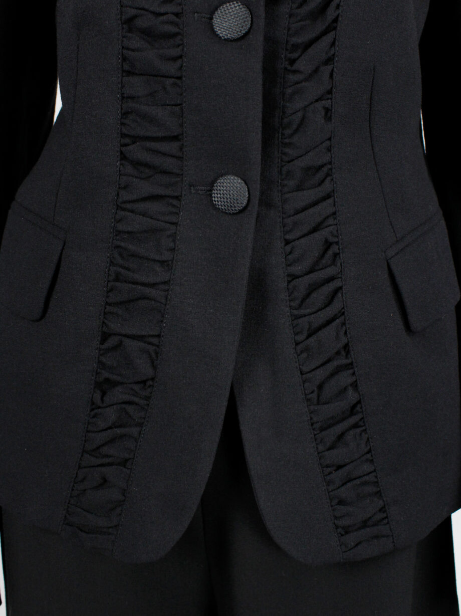 Ann Demeulemeester dark blue victorian blazer with front ruching and woven buttons (9)