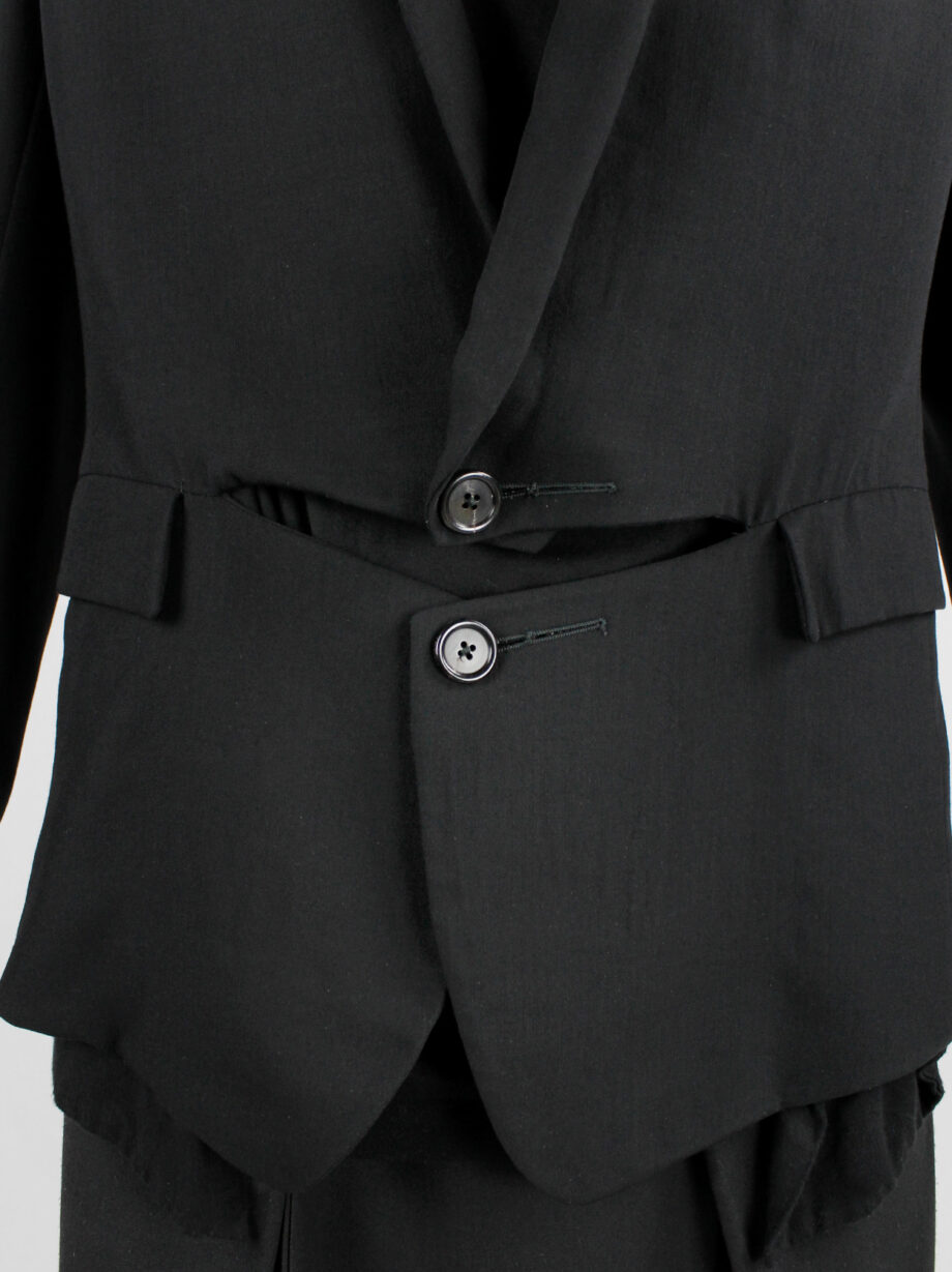 Ann Demeulemeester mens black blazer with front slit and draped panels fall 2011 (12)