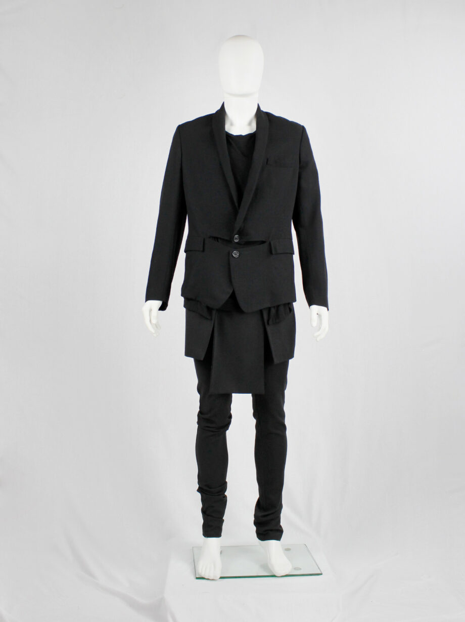 Ann Demeulemeester mens black blazer with front slit and draped panels fall 2011 (13)