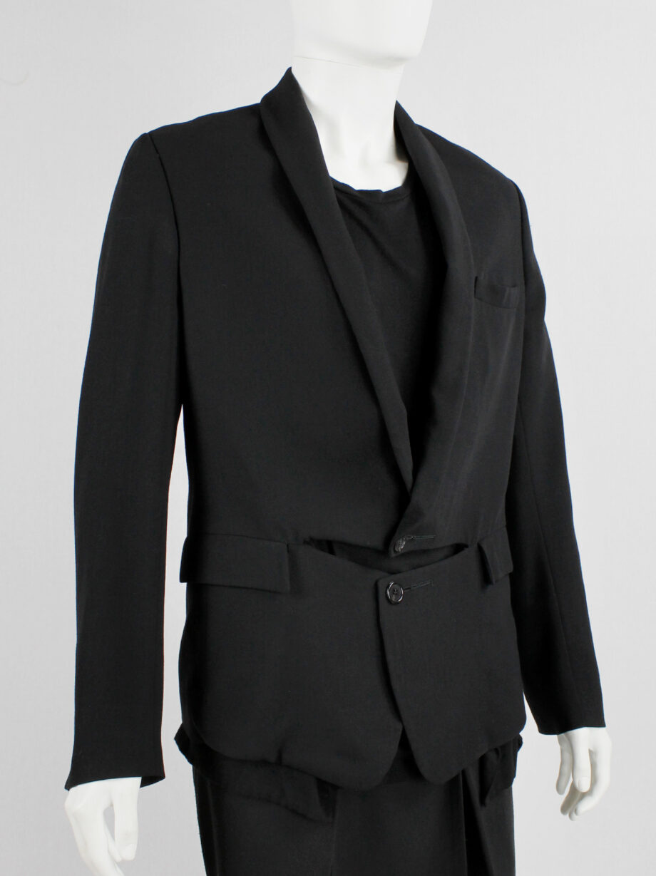 Ann Demeulemeester mens black blazer with front slit and draped panels fall 2011 (15)
