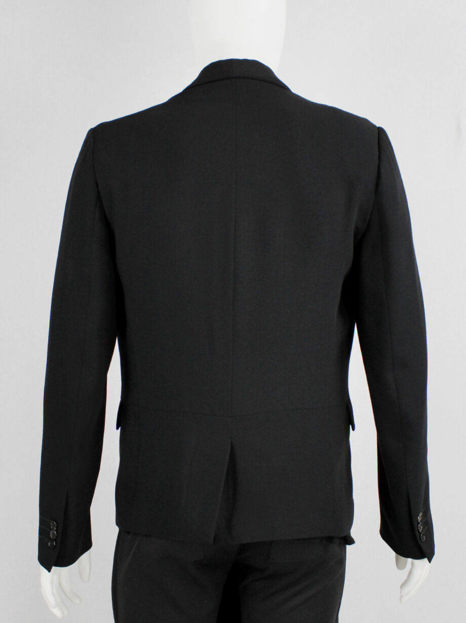 Ann Demeulemeester mens black blazer with front slit and draped panels fall 2011 (17)