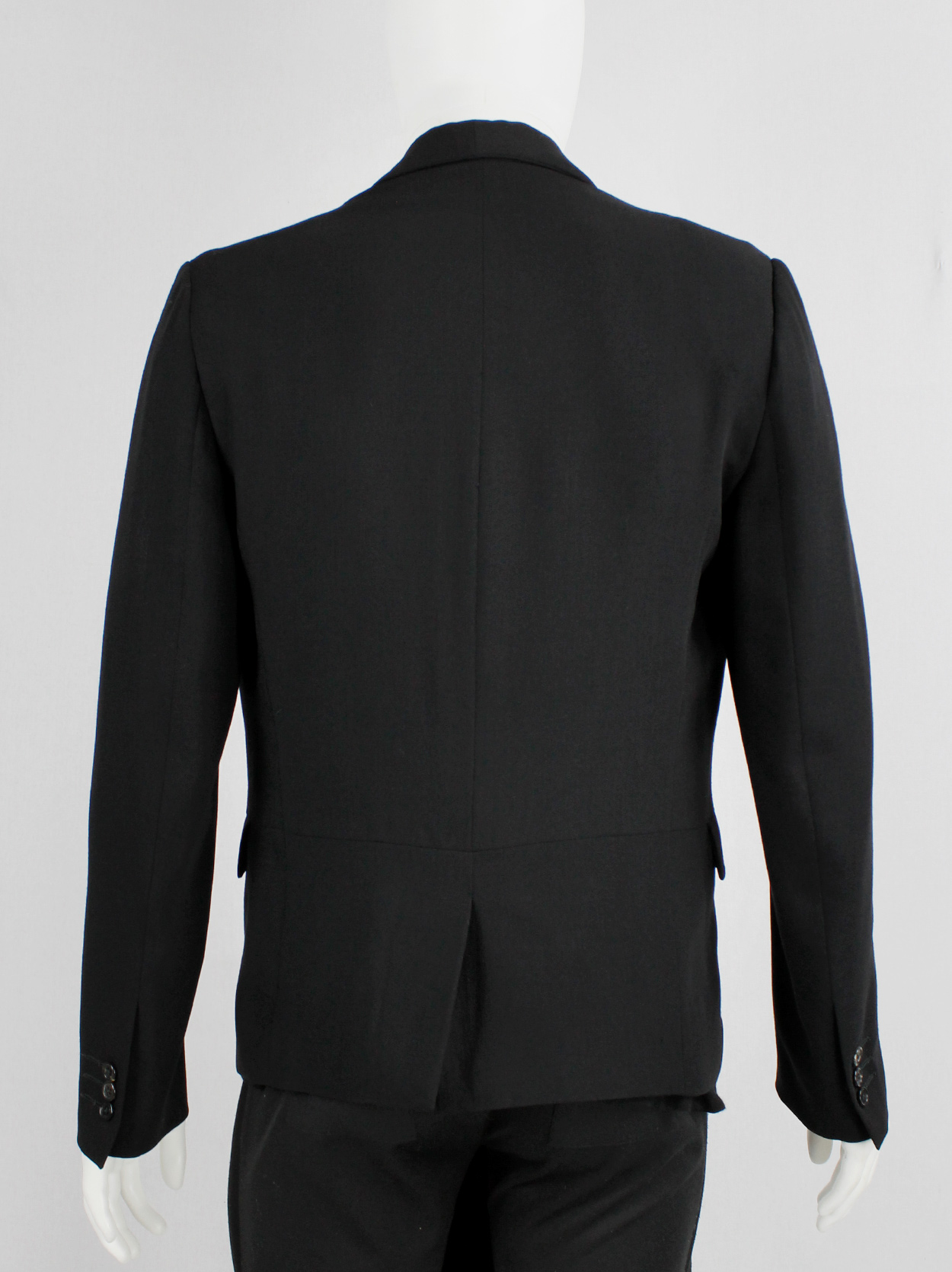 Ann Demeulemeester black blazer with front slit and draped panels ...