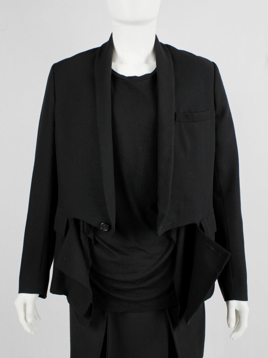 Ann Demeulemeester mens black blazer with front slit and draped panels fall 2011 (6)