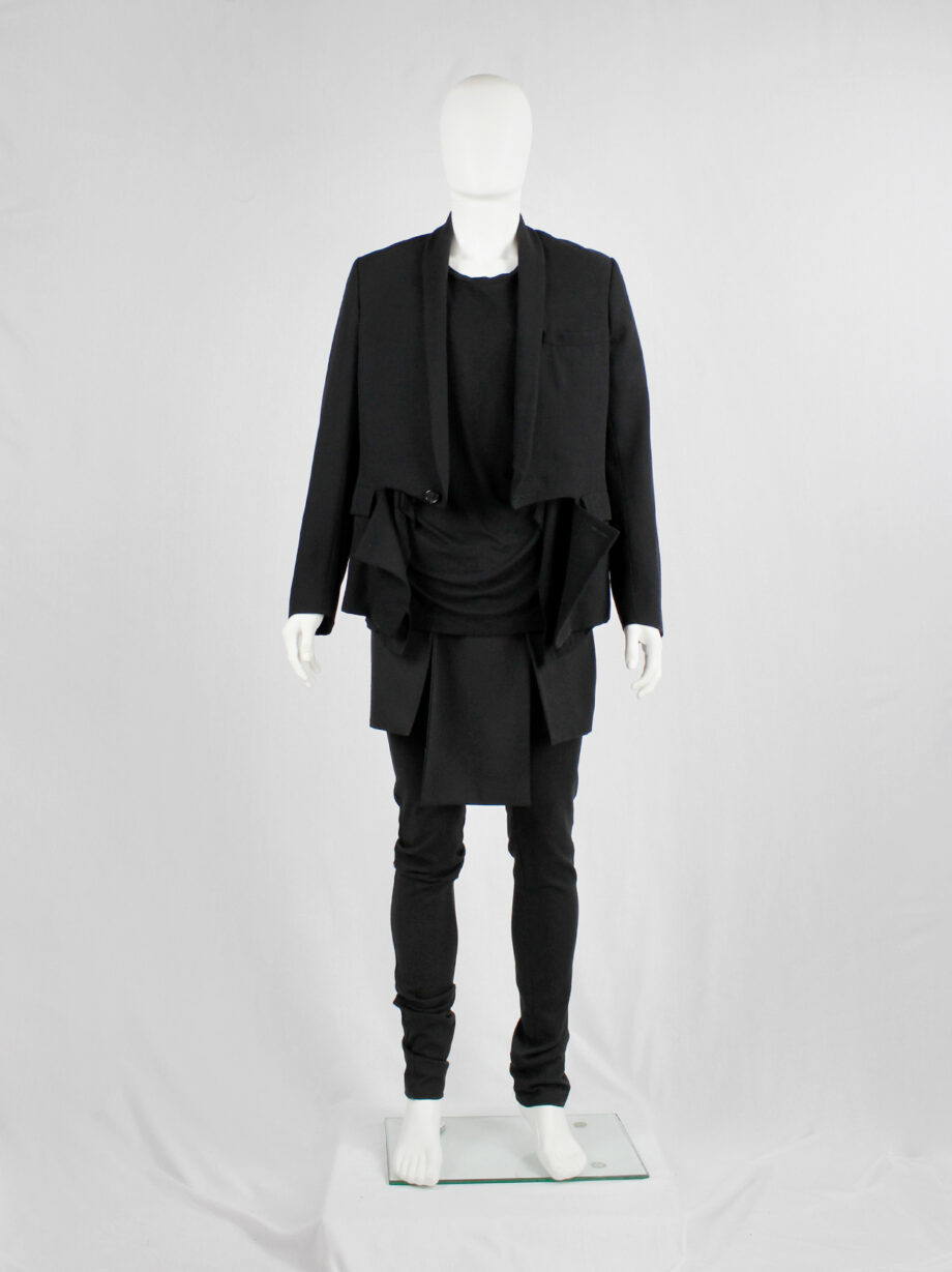 Ann Demeulemeester mens black blazer with front slit and draped panels fall 2011 (7)