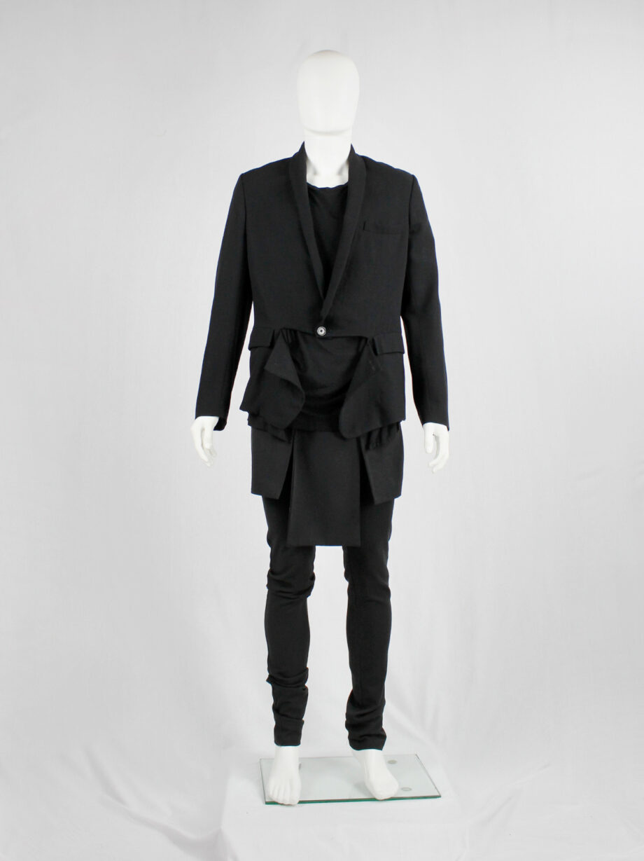 Ann Demeulemeester mens black blazer with front slit and draped panels fall 2011 (8)