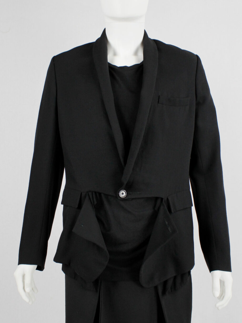 Ann Demeulemeester mens black blazer with front slit and draped panels fall 2011 (9)