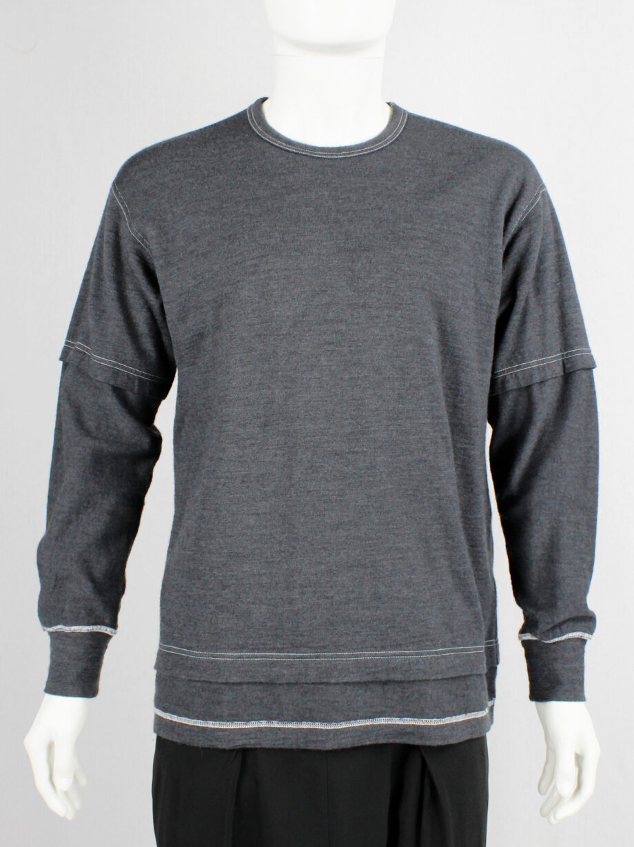 Comme des Garcons Homme grey jumper with faux t-shirt overlayer 1998 (7)