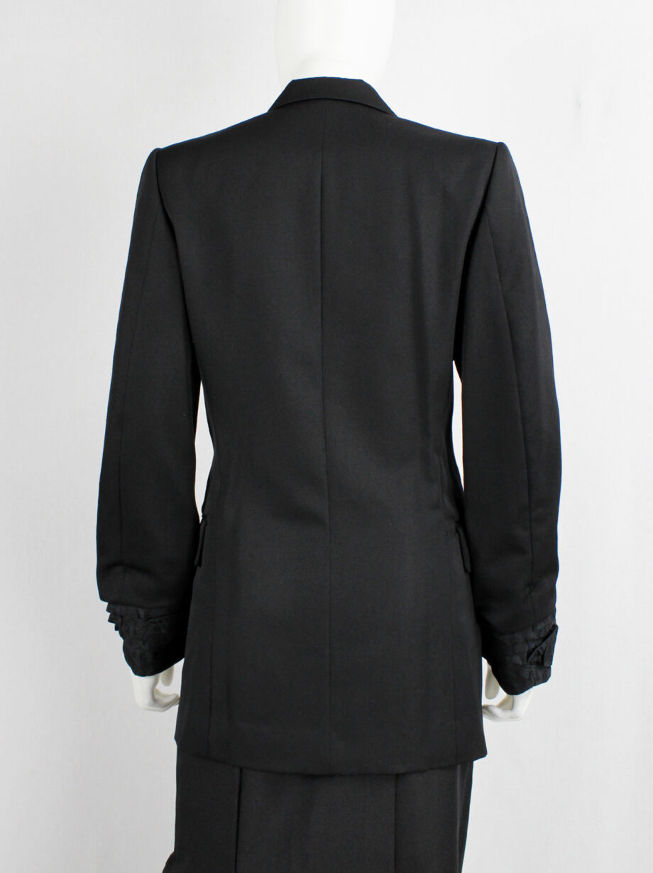 Comme des Garcons black blazer with scrunched lining coming out of the sleeves 1992 (2)