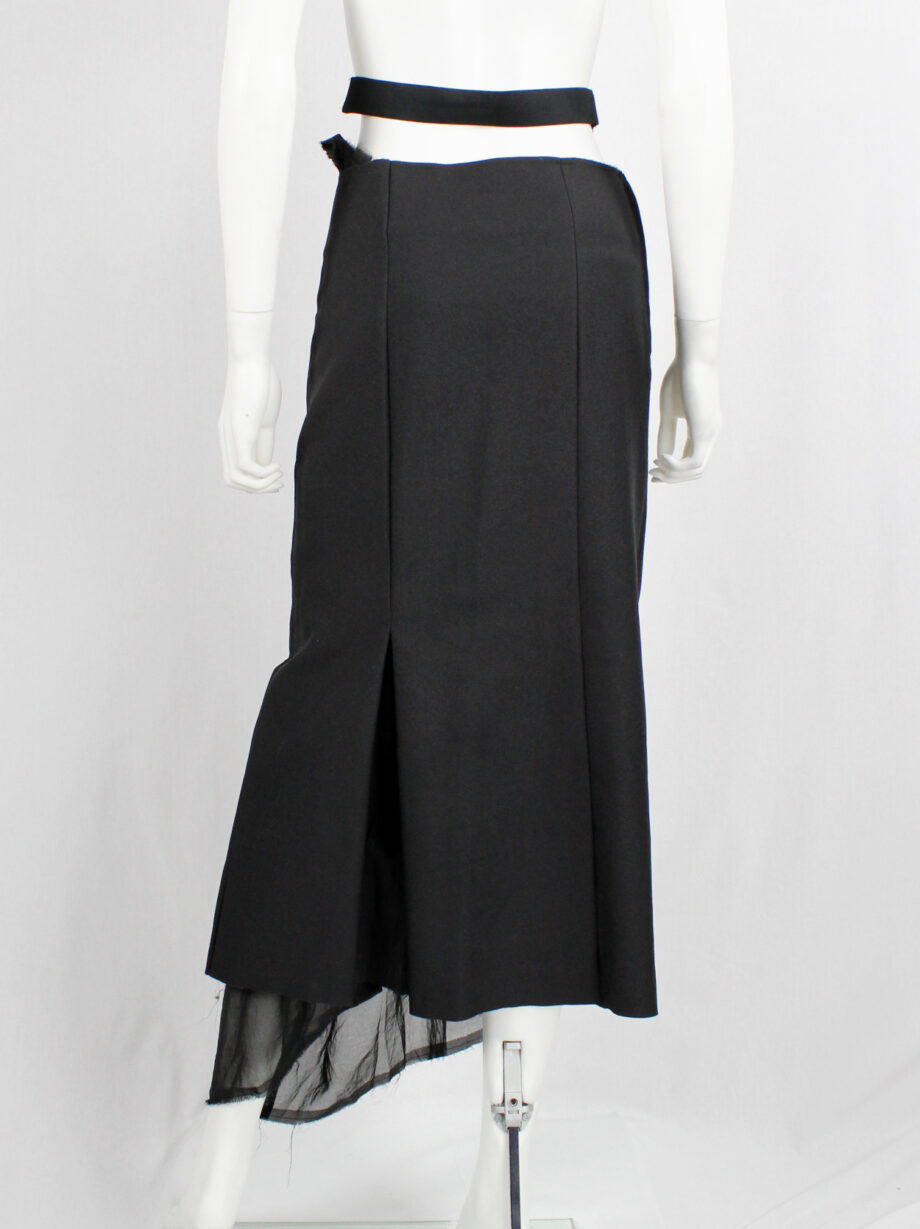 Comme des Garçons black maxi skirt with sheer torn lining coming through the slits AD 1998 (1)