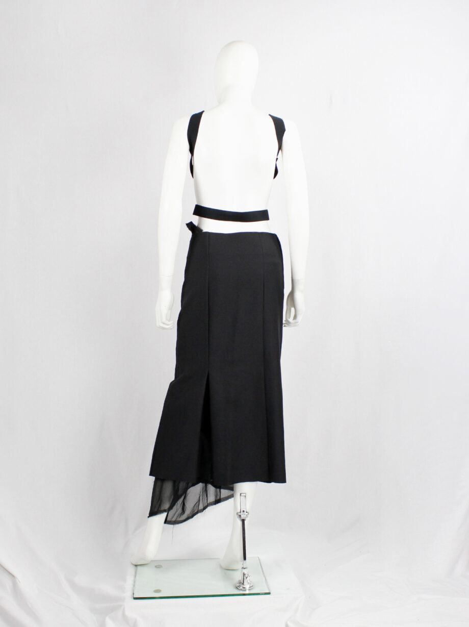 Comme des Garçons black maxi skirt with sheer torn lining coming through the slits AD 1998 (3)
