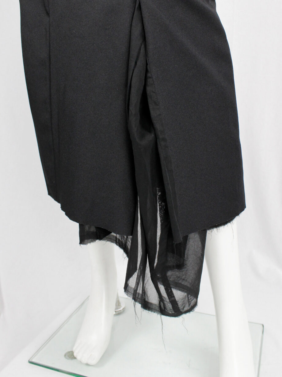 Comme des Garçons black maxi skirt with sheer torn lining coming through the slits AD 1998 (7)