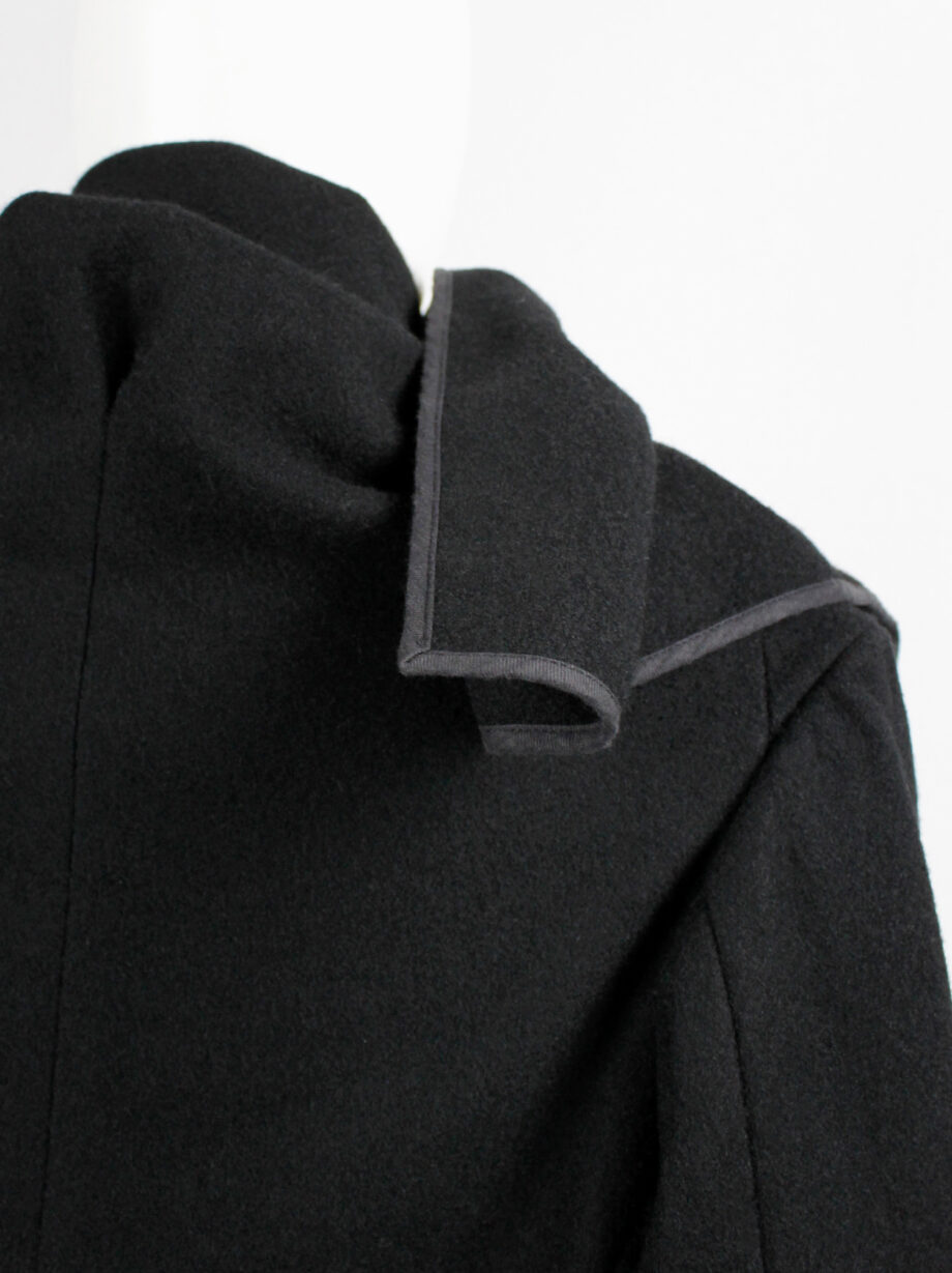 Comme des Garçons black wrapped shawl coat with cowl neck collar fall 1999 (14)