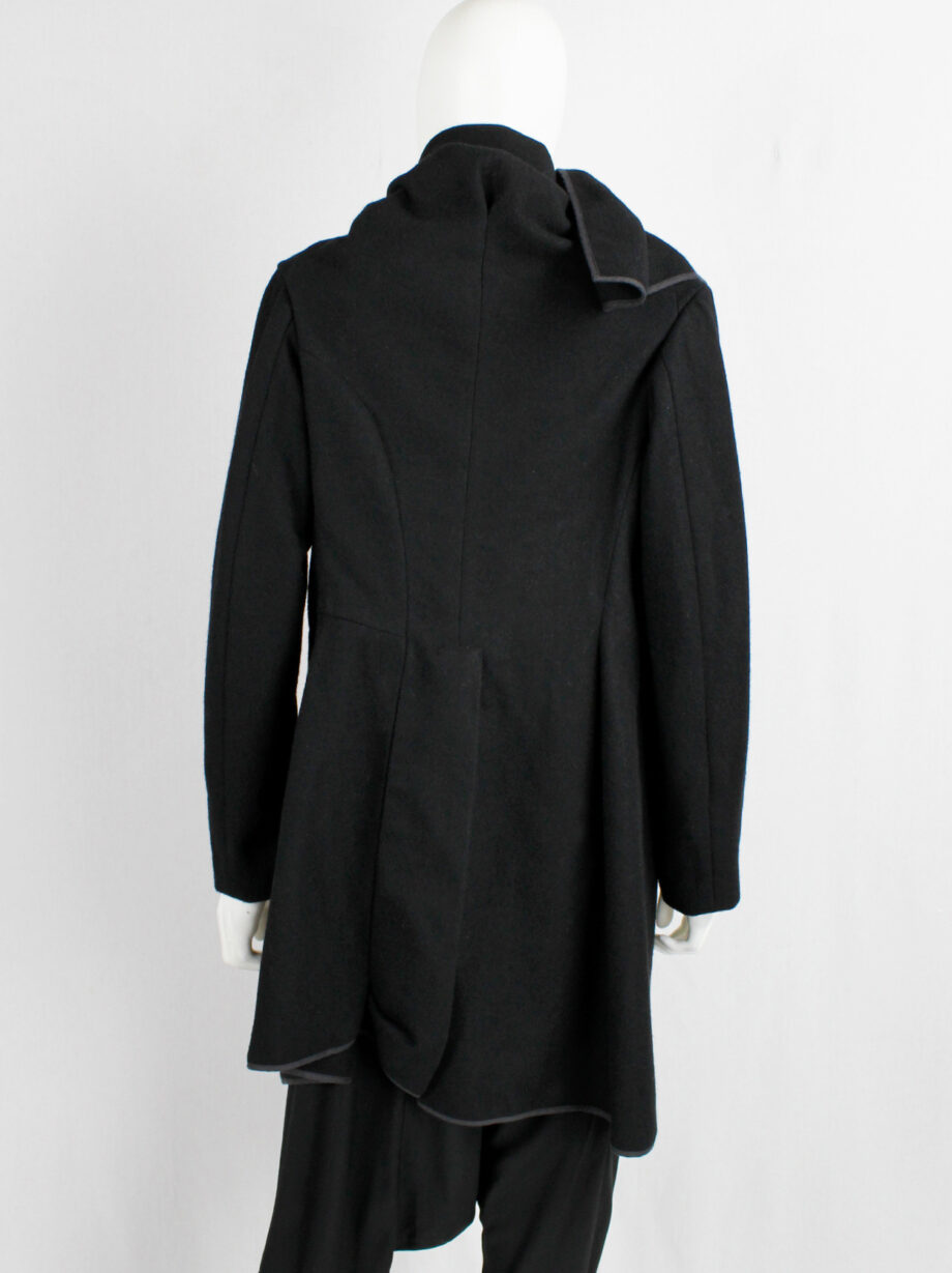 Comme des Garçons black wrapped shawl coat with cowl neck collar fall 1999 (16)