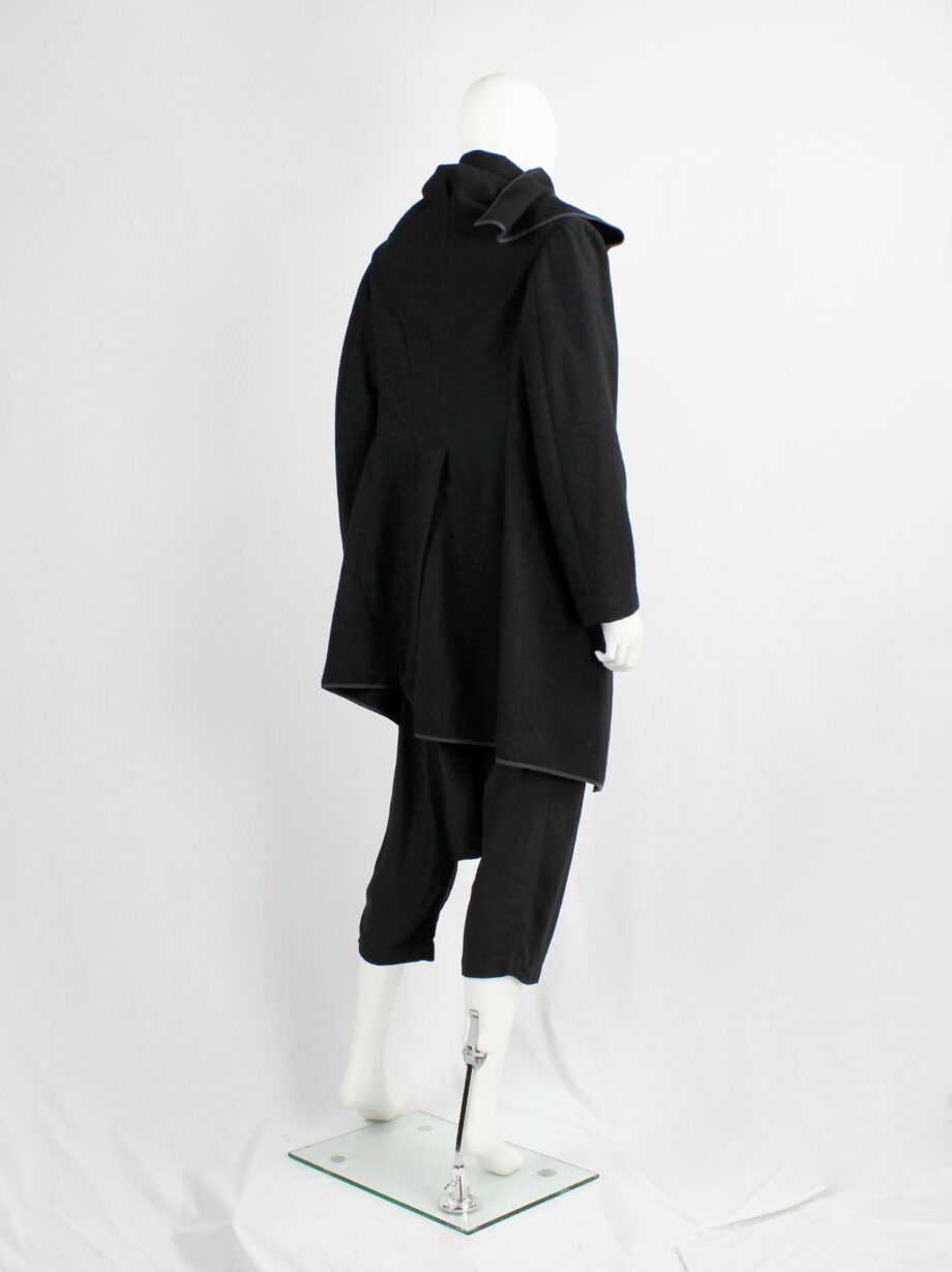 Comme des Garçons black wrapped shawl coat with cowl neck collar fall 1999 (18)