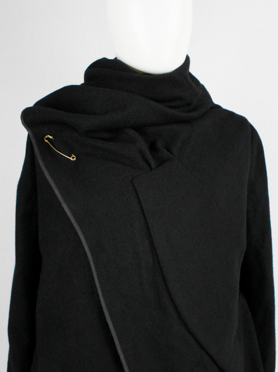 Comme des Garçons black wrapped shawl coat with cowl neck collar fall 1999 (8)