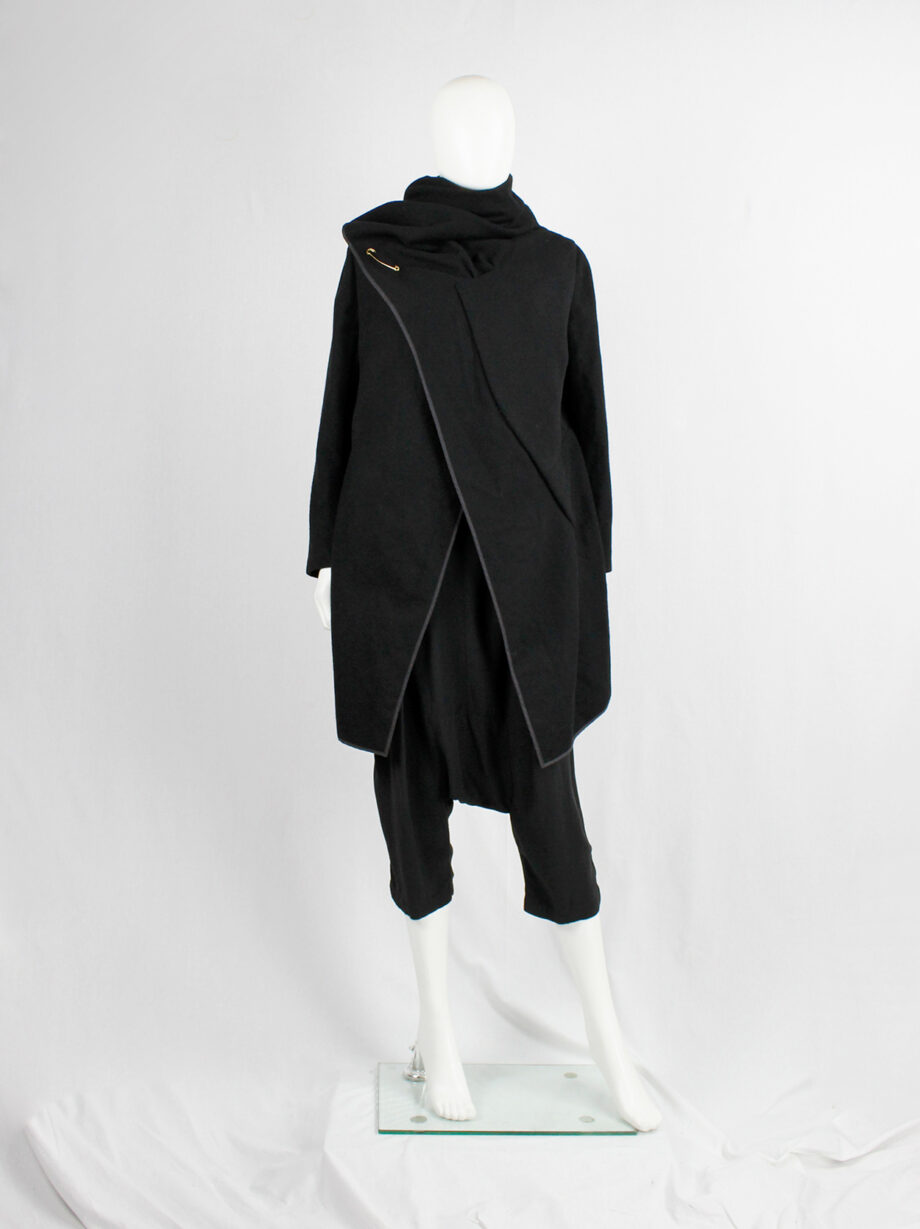 Comme des Garçons black wrapped shawl coat with cowl neck collar fall 1999 (9)
