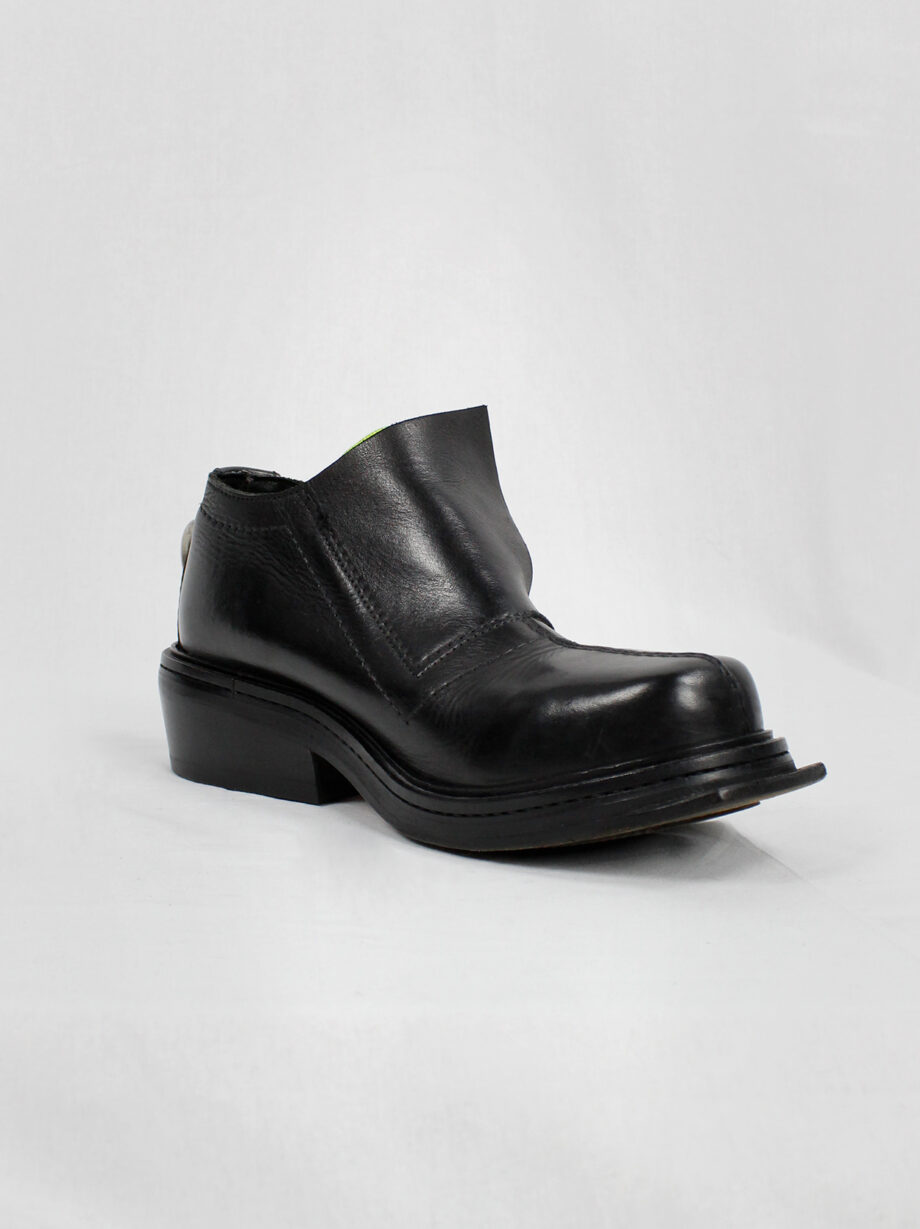 Dirk Bikkembergs black ankle boots with metal ring and neon elastic spring 1998 (1)