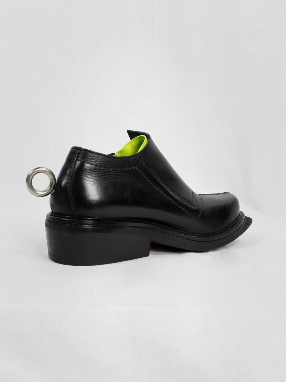 Dirk Bikkembergs black ankle boots with metal ring and neon elastic spring 1998 (3)
