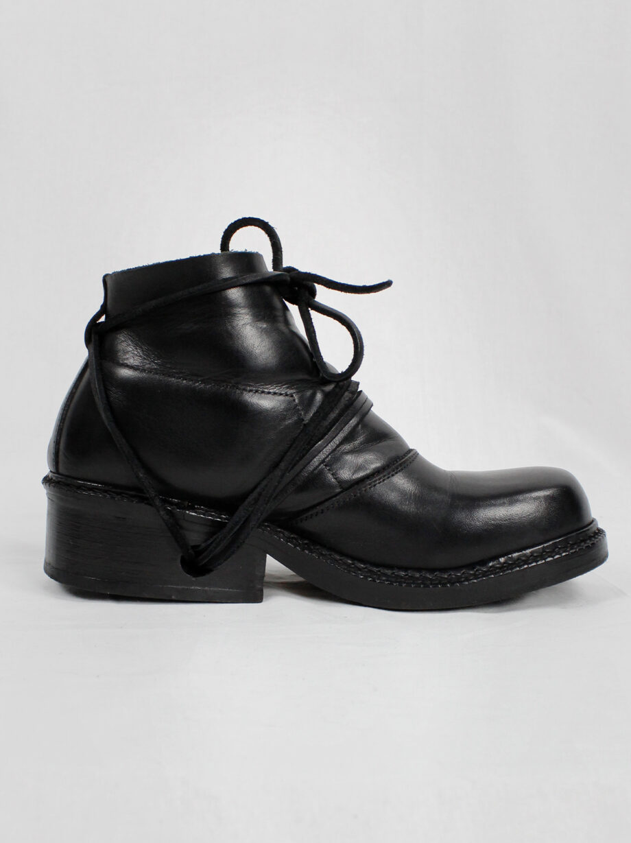 Dirk Bikkembergs black boots with flap and laces through the heel fall 1994 (1)