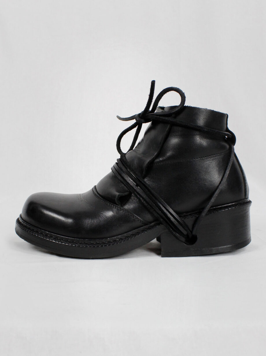 Dirk Bikkembergs black boots with flap and laces through the heel fall 1994 (19)