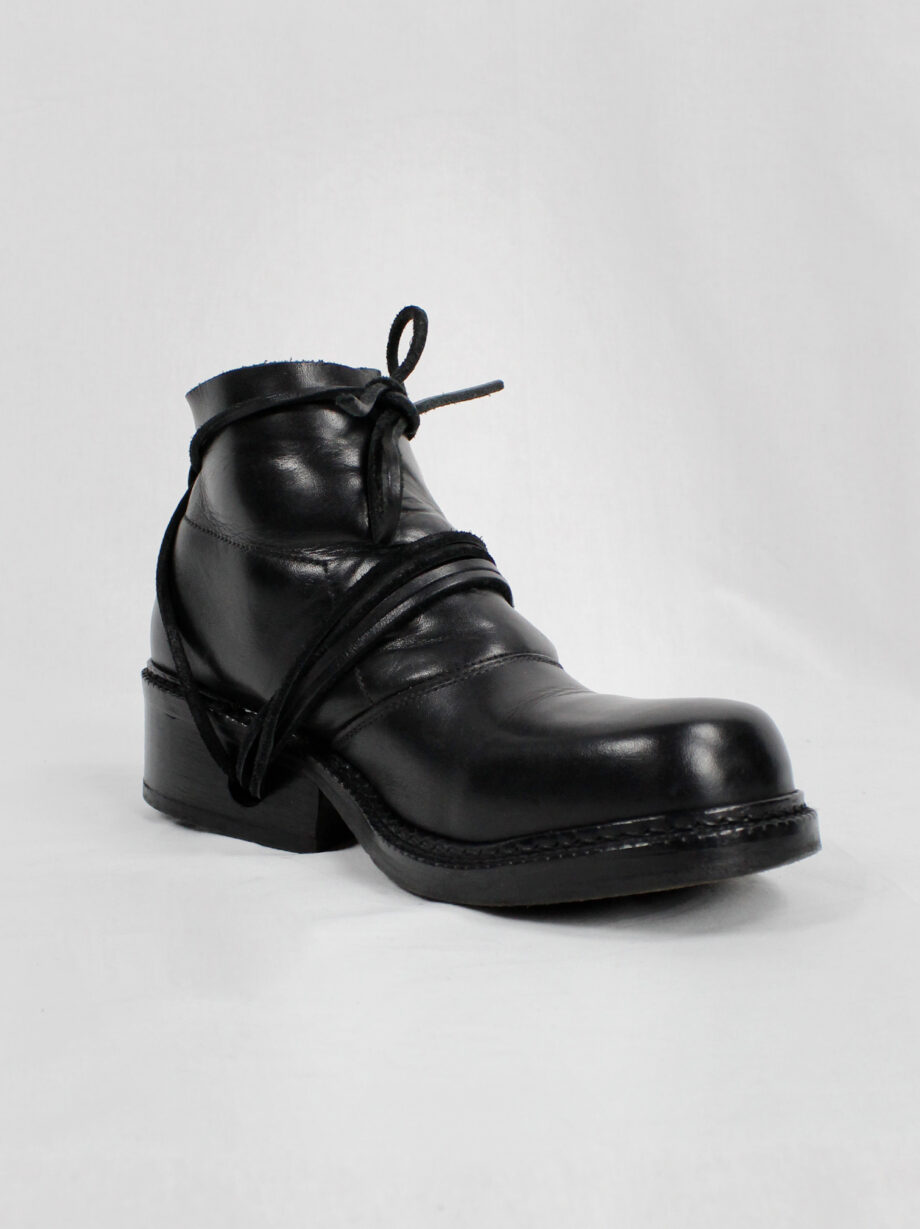 Dirk Bikkembergs black boots with flap and laces through the heel fall 1994 (22)