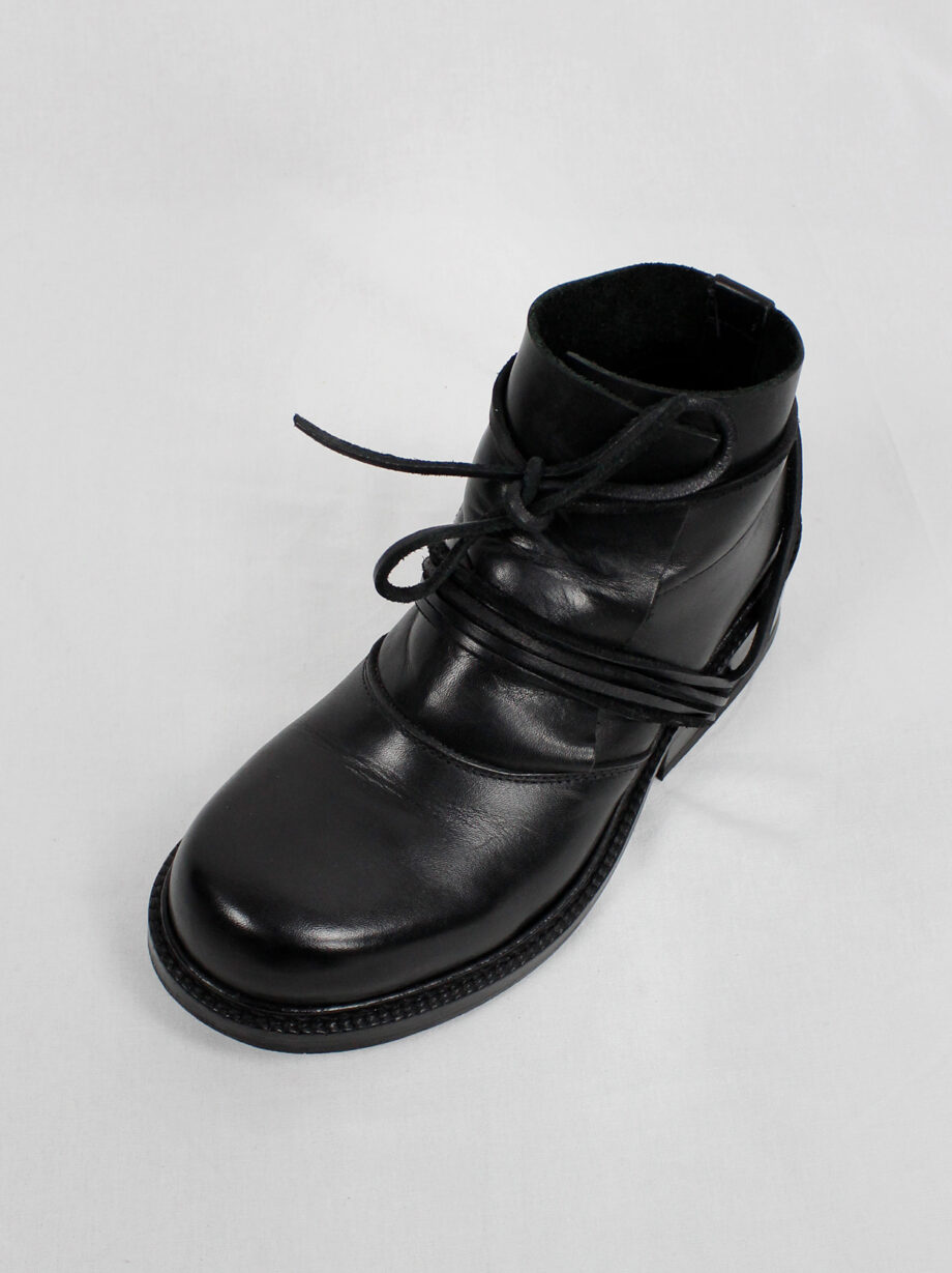 Dirk Bikkembergs black boots with flap and laces through the heel fall 1994 (5)