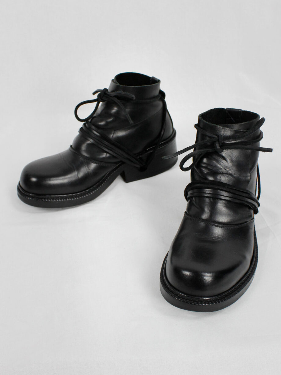 Dirk Bikkembergs black boots with flap and laces through the heel fall 1994 (8)