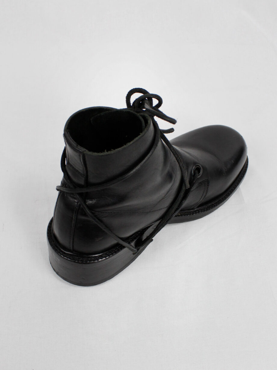 Dirk Bikkembergs black boots with flap and laces through the soles fall 1994 (18)