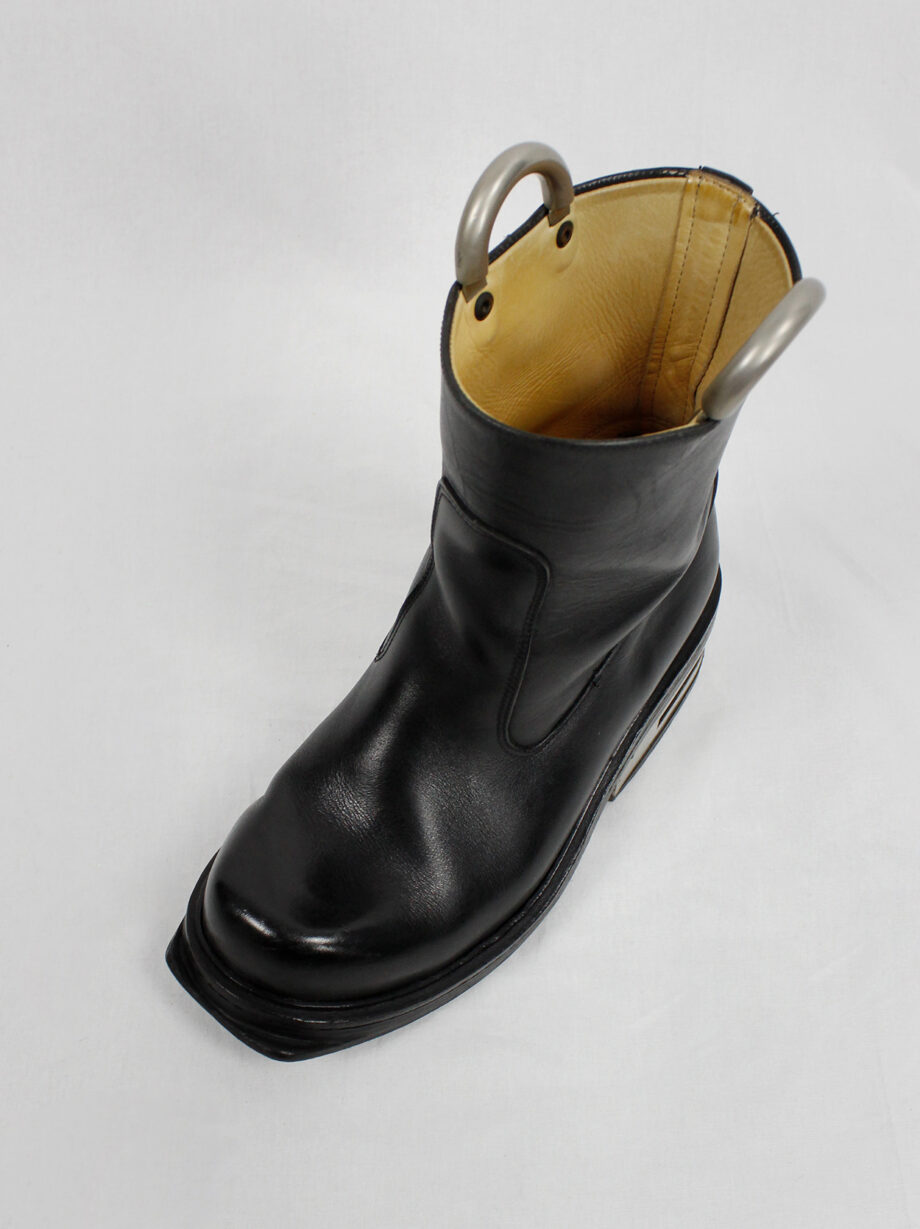 Dirk Bikkembergs black tall boots with metal slit heel and metal pulls 1990s 90s (10)