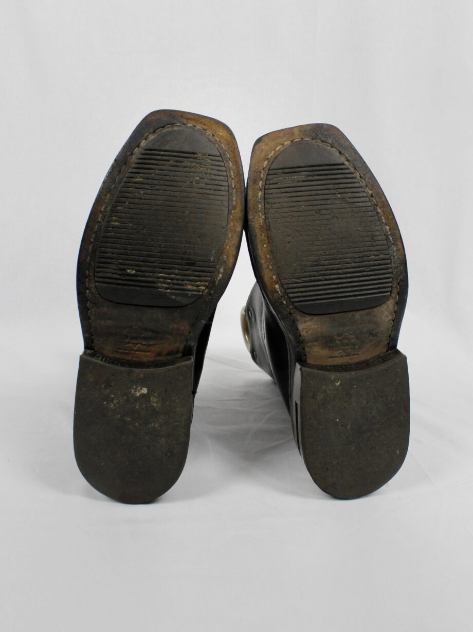 Dirk Bikkembergs black tall boots with metal slit heel and metal pulls 1990s 90s (19)