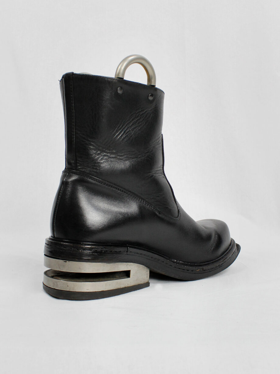 Dirk Bikkembergs black tall boots with metal slit heel and metal pulls 1990s 90s (2)