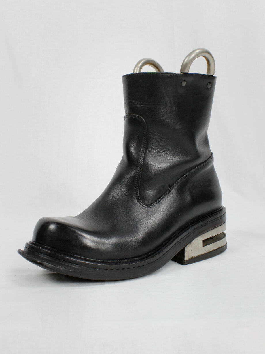 Dirk Bikkembergs black tall boots with metal slit heel and metal pulls 1990s 90s (23)