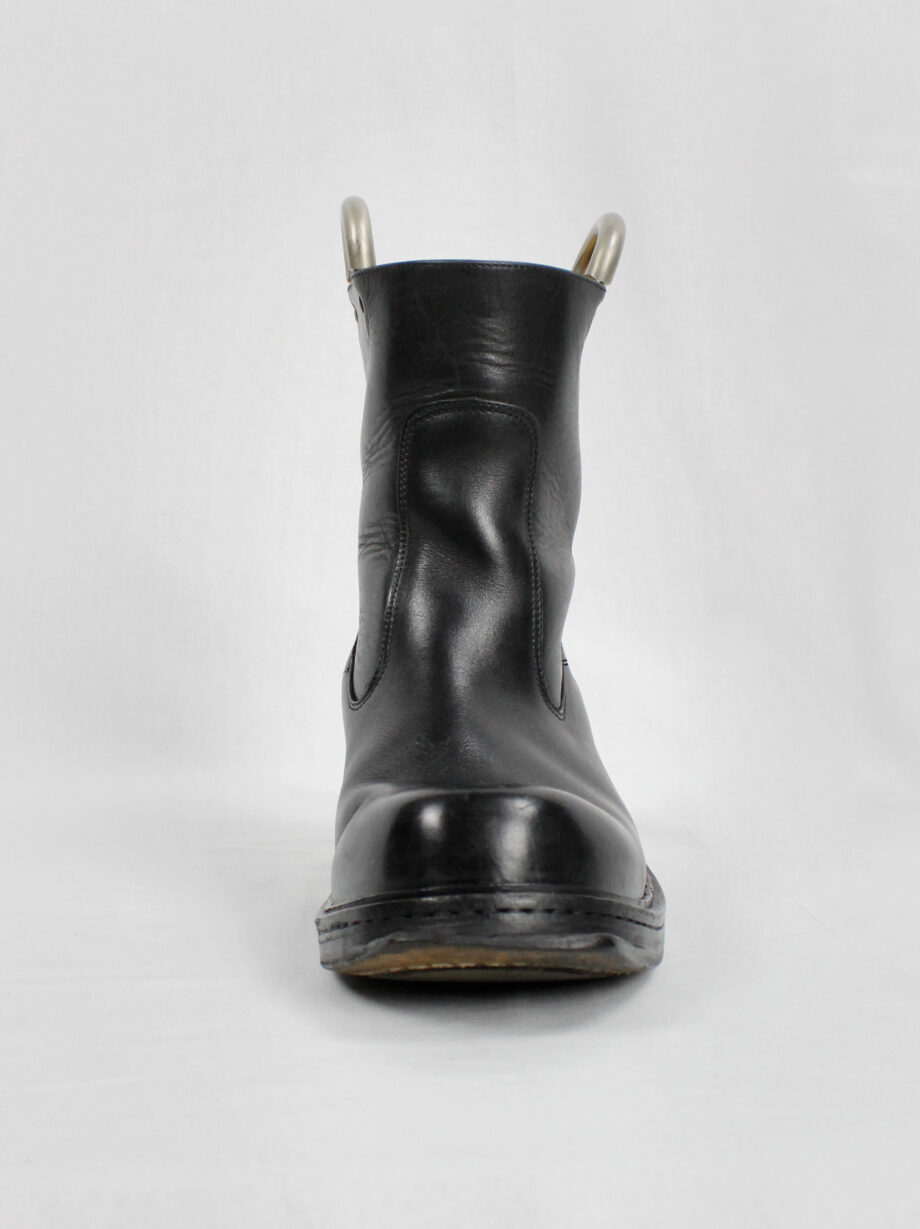 Dirk Bikkembergs black tall boots with metal slit heel and metal pulls 1990s 90s (24)