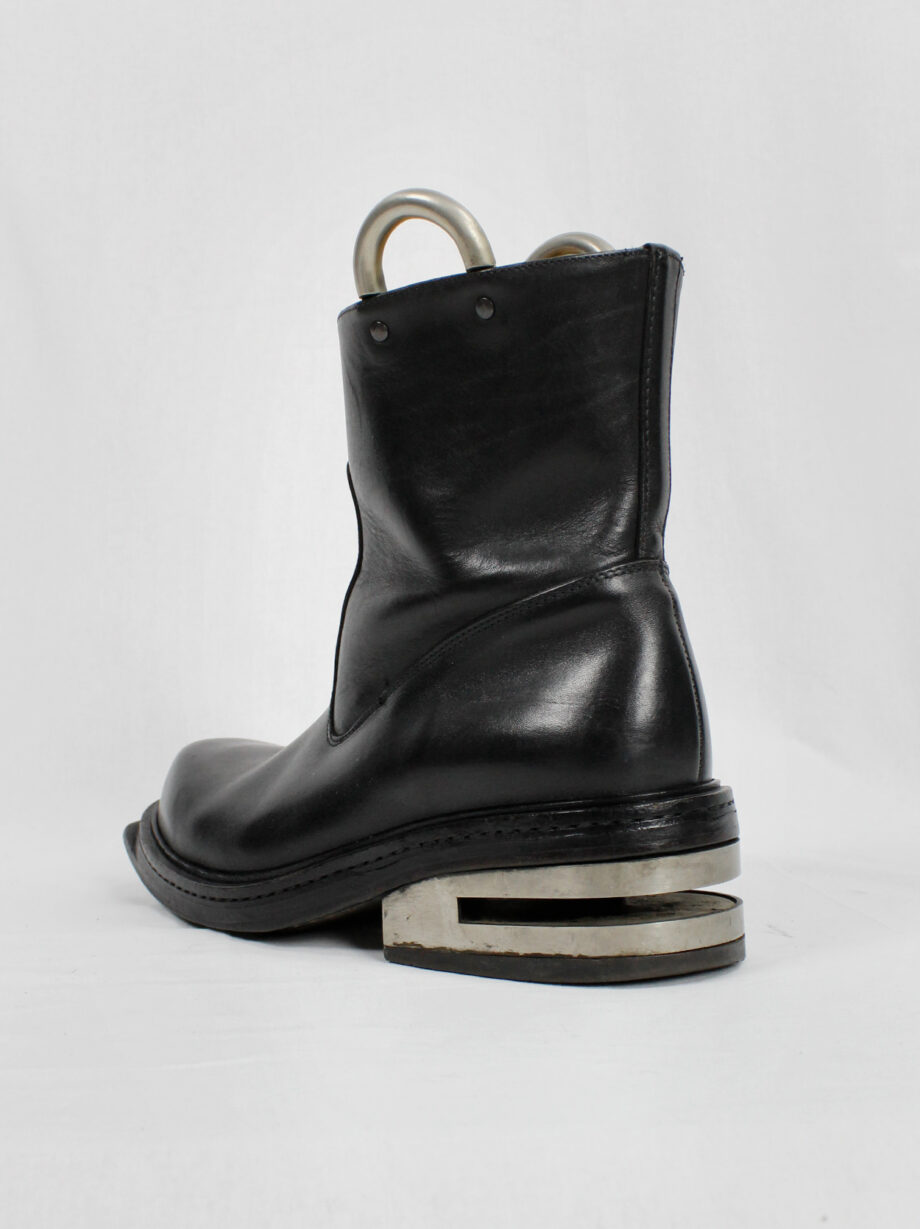 Dirk Bikkembergs black tall boots with metal slit heel and metal pulls 1990s 90s (4)