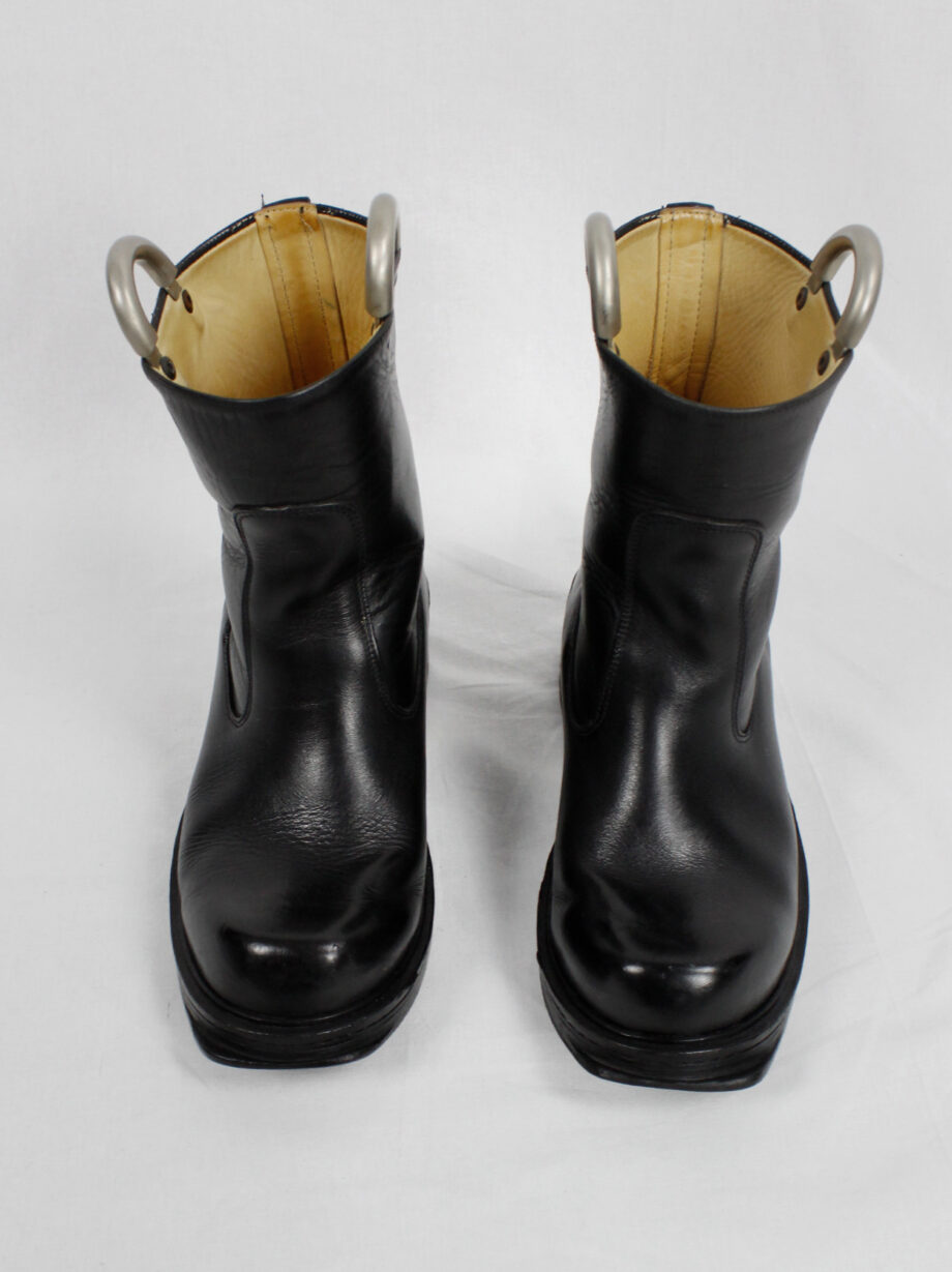 Dirk Bikkembergs black tall boots with metal slit heel and metal pulls 1990s 90s (8)