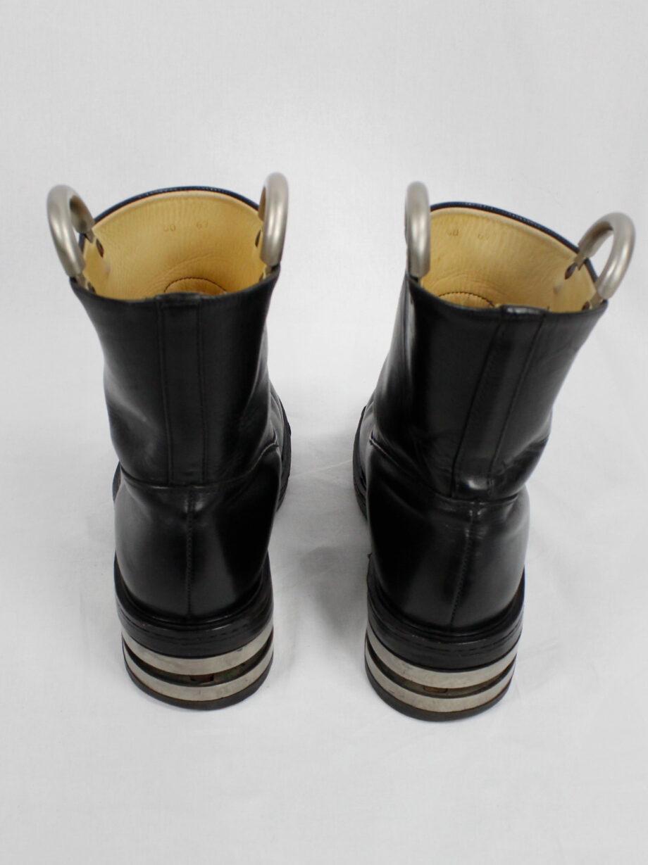 Dirk Bikkembergs black tall boots with metal slit heel and metal pulls 1990s 90s (9)