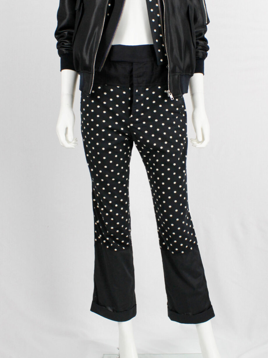 Haider Ackermann black panelled trousers with polkadots and white stripe fall 2015 (6)