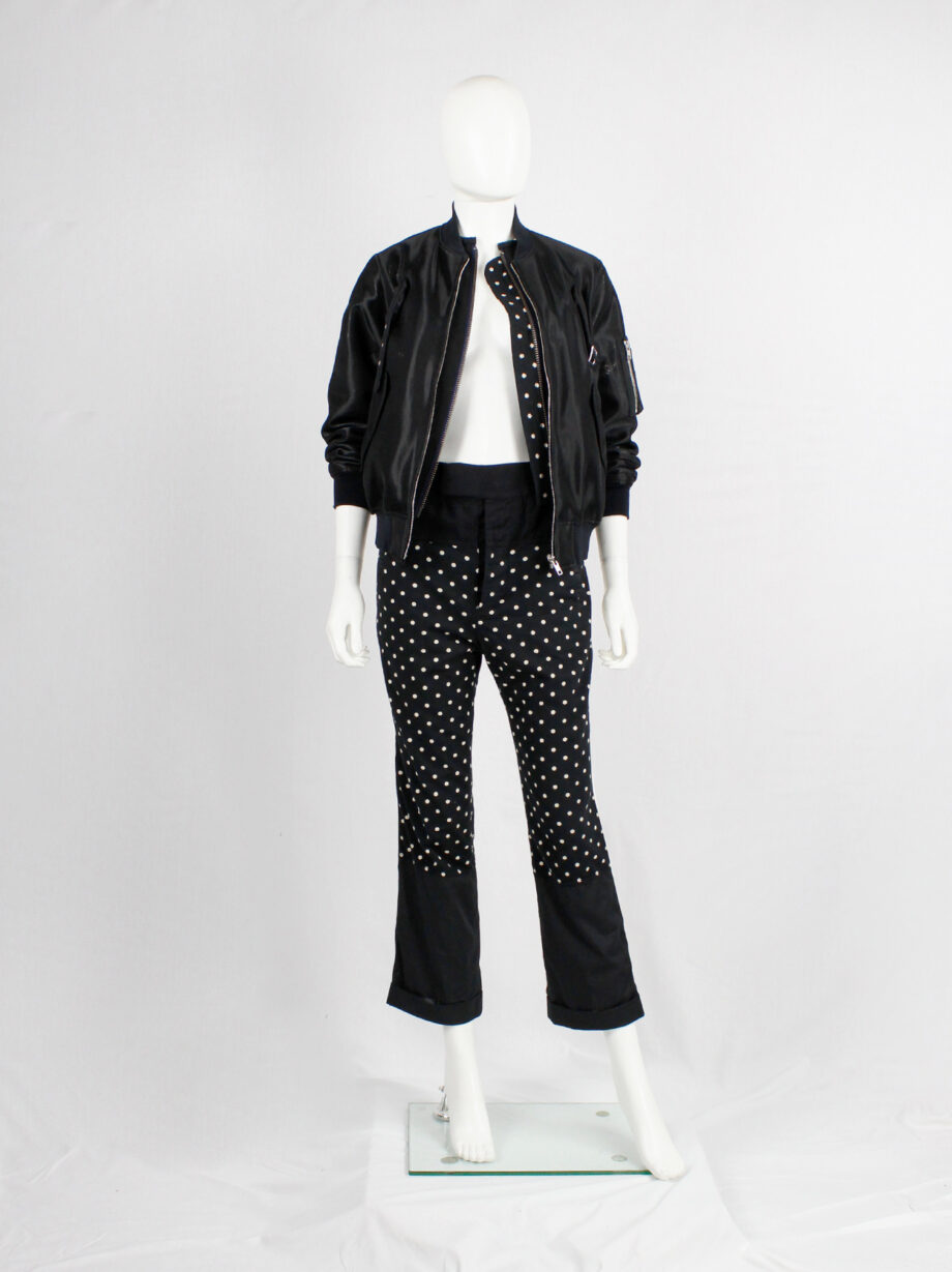 Haider Ackermann black panelled trousers with polkadots and white stripe fall 2015 (9)