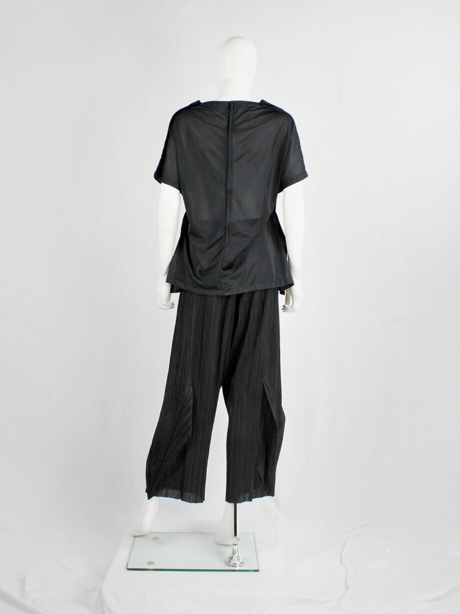 Issey Miyake Pleats Please black wide trousers with 3D triangles at the hem (10)