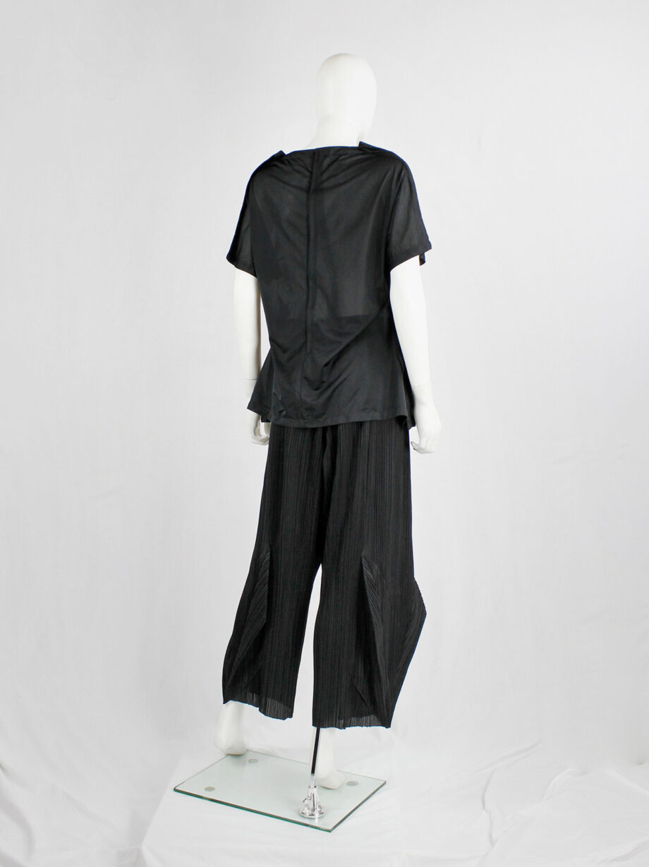 Issey Miyake Pleats Please black wide trousers with 3D triangles at the hem (11)