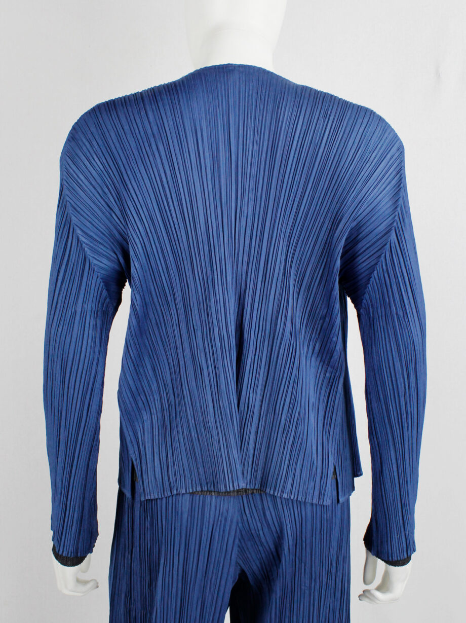 Issey Miyake Pleats Please bright blue trousers and cardigan with fine pleating (1)