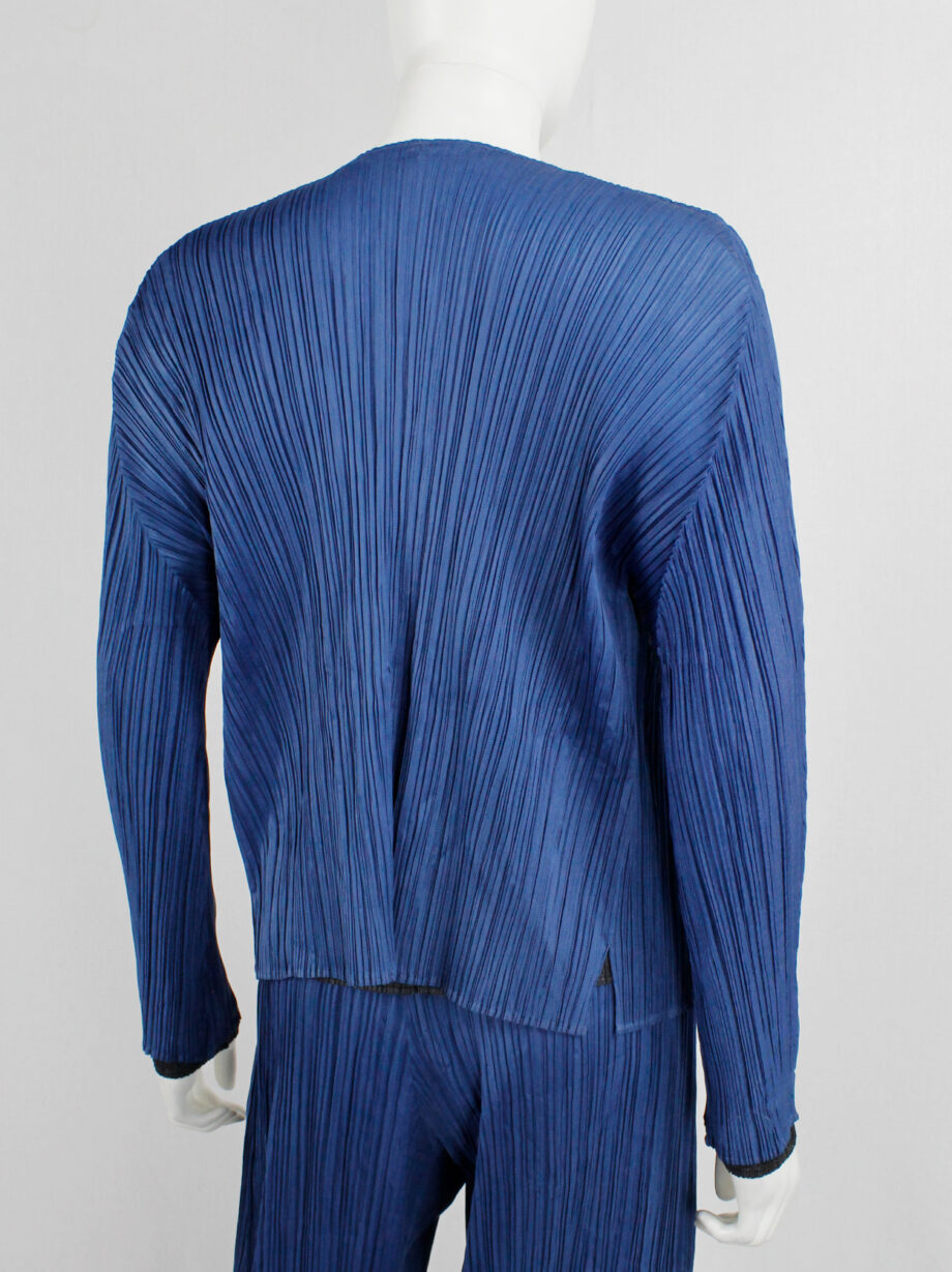 Issey Miyake Pleats Please bright blue trousers and cardigan with fine pleating (2)