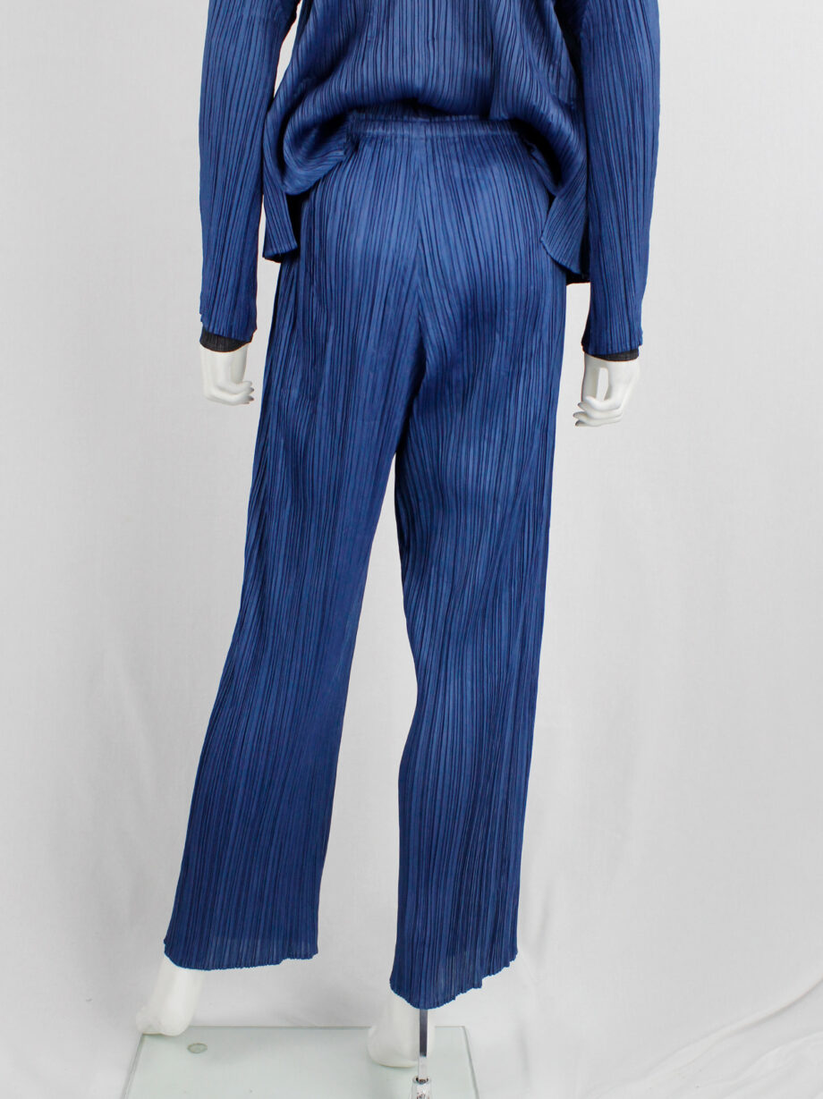Issey Miyake Pleats Please bright blue trousers and cardigan with fine pleating (4)
