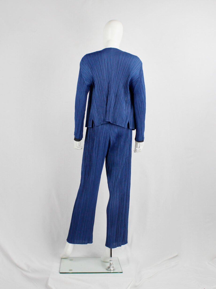 Issey Miyake Pleats Please bright blue trousers and cardigan with fine pleating (5)
