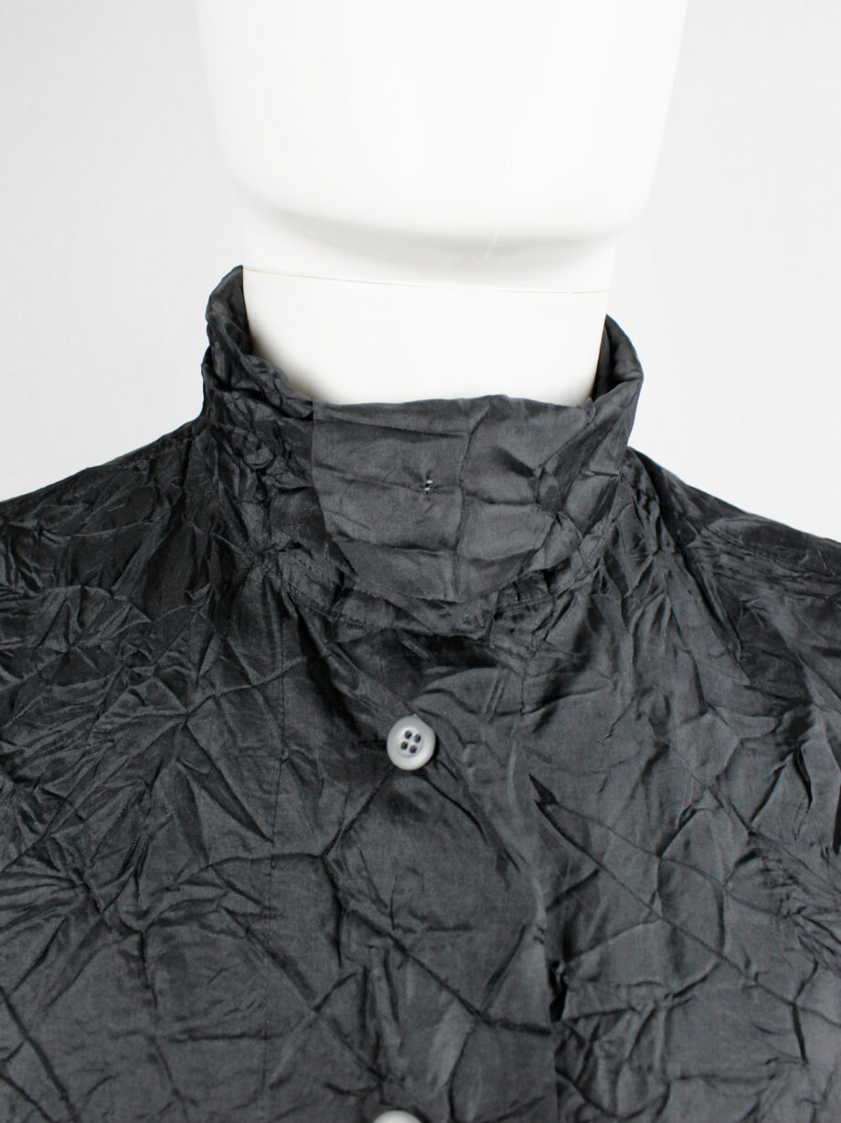Issey Miyake black oversized shirt in permanently wrinkled fabric (3)