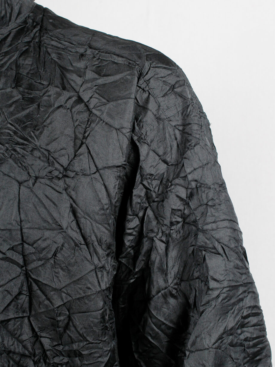 Issey Miyake black oversized shirt in permanently wrinkled fabric (4)