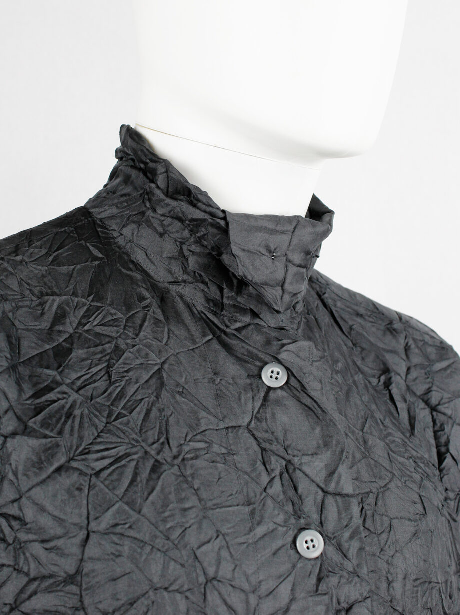 Issey Miyake black oversized shirt in permanently wrinkled fabric (5)