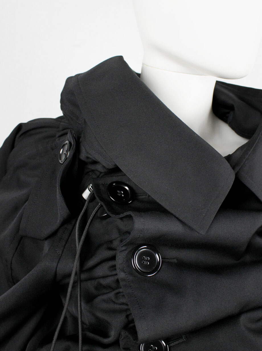 Junya Watanabe black scrunched drawstring jacket with oversized collar fall 2005 (12)